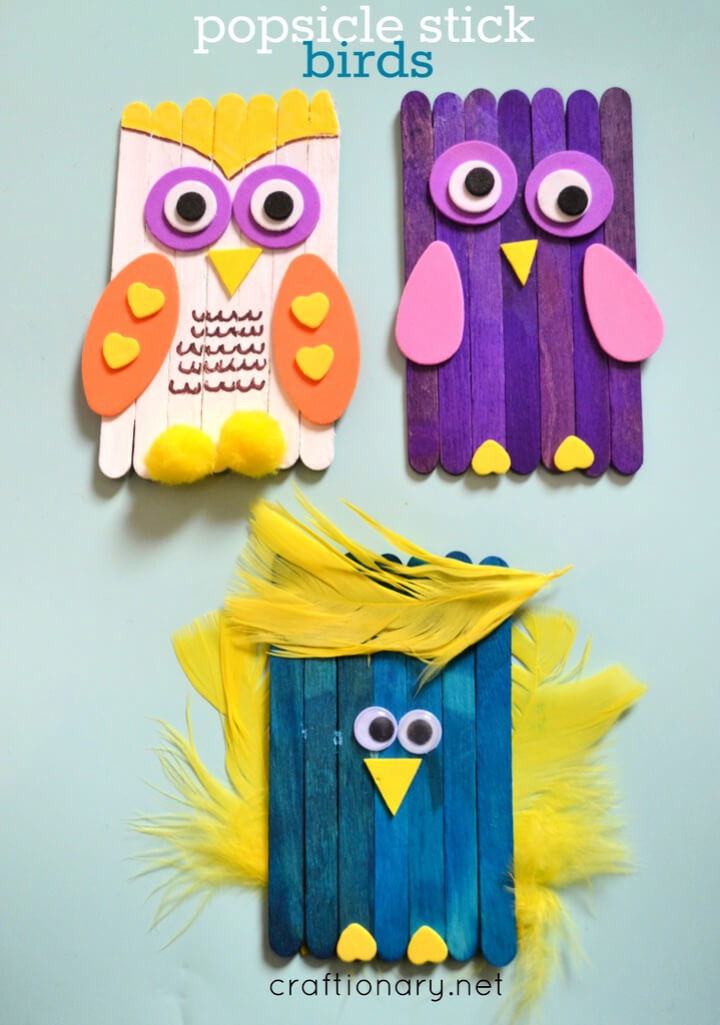 DIY Bird Craft Using Popsicle Sticks