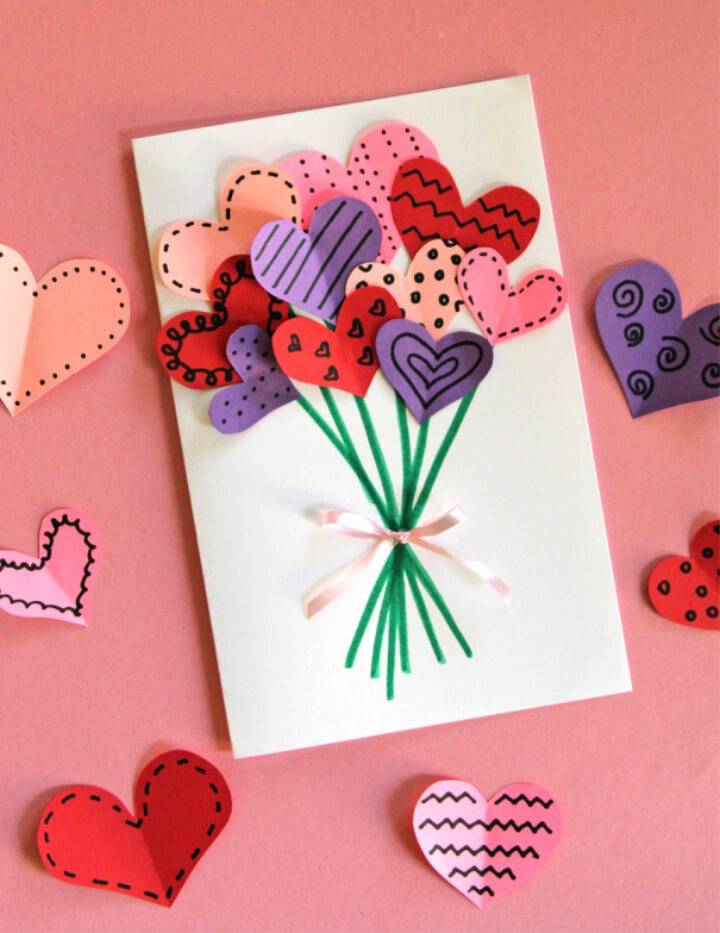 DIY Bouquet of Hearts Card