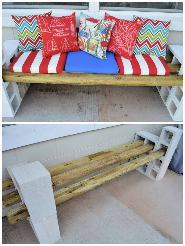 DIY Cinder Block Outdoor Bench Under 100