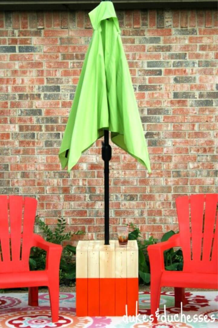 DIY Color Block Outdoor Umbrella Table