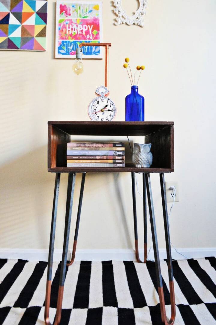 DIY Copper Dipped Hairpin Leg Side Table