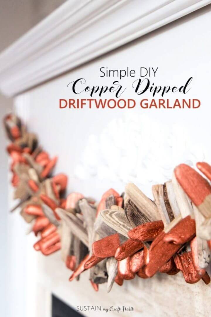 DIY Copper dipped Driftwood Garland