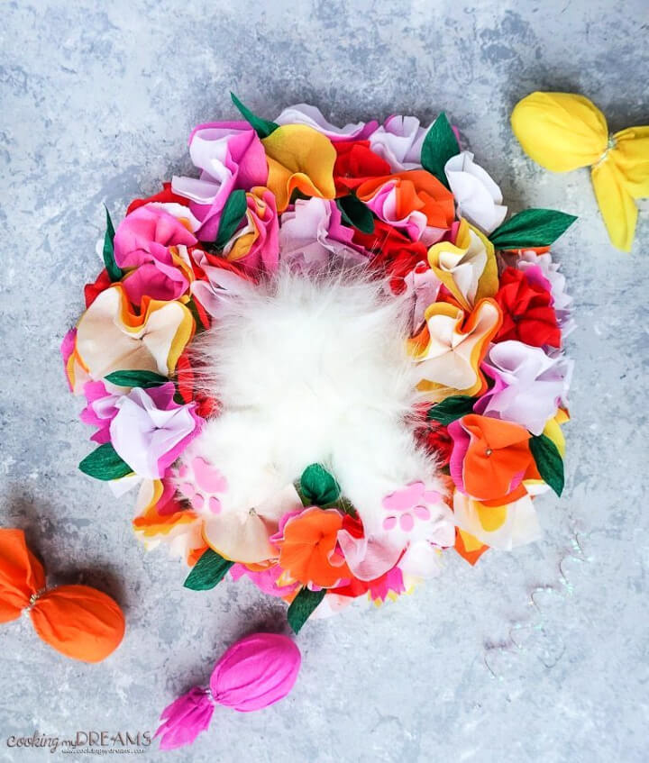 DIY Crepe Paper Flowers and Fluffy Bunny