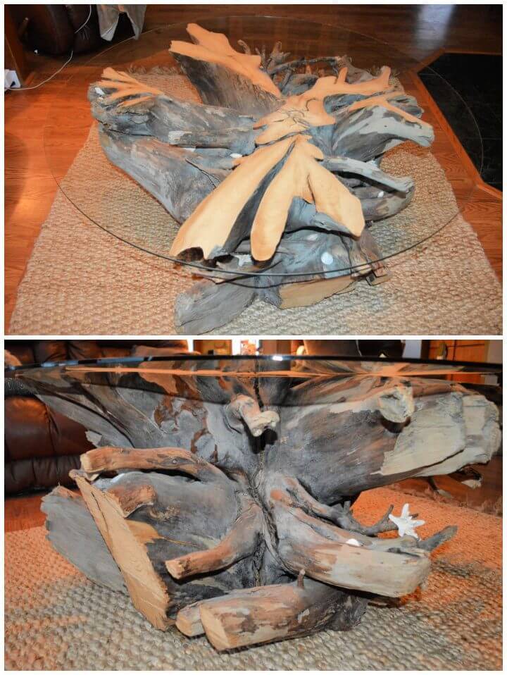 DIY Driftwood Coffee Table