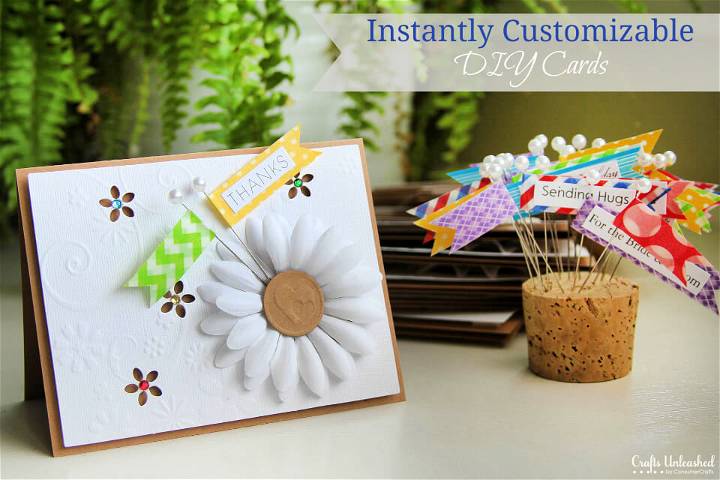 DIY Embossed Daisy Card With Paper Flags