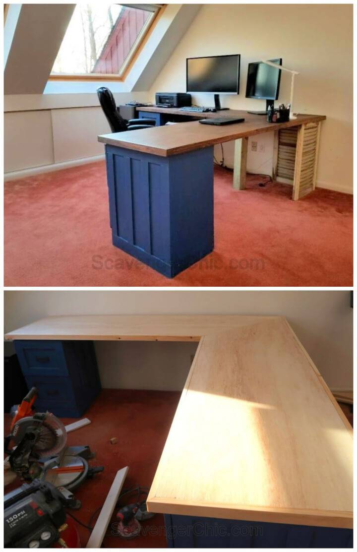 DIY File Cabinet L Shaped Desk