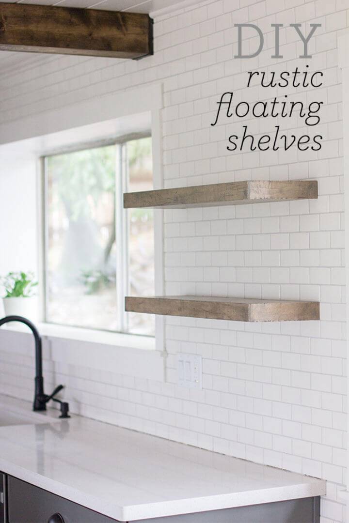DIY Floating Rustic kitchen Shelves