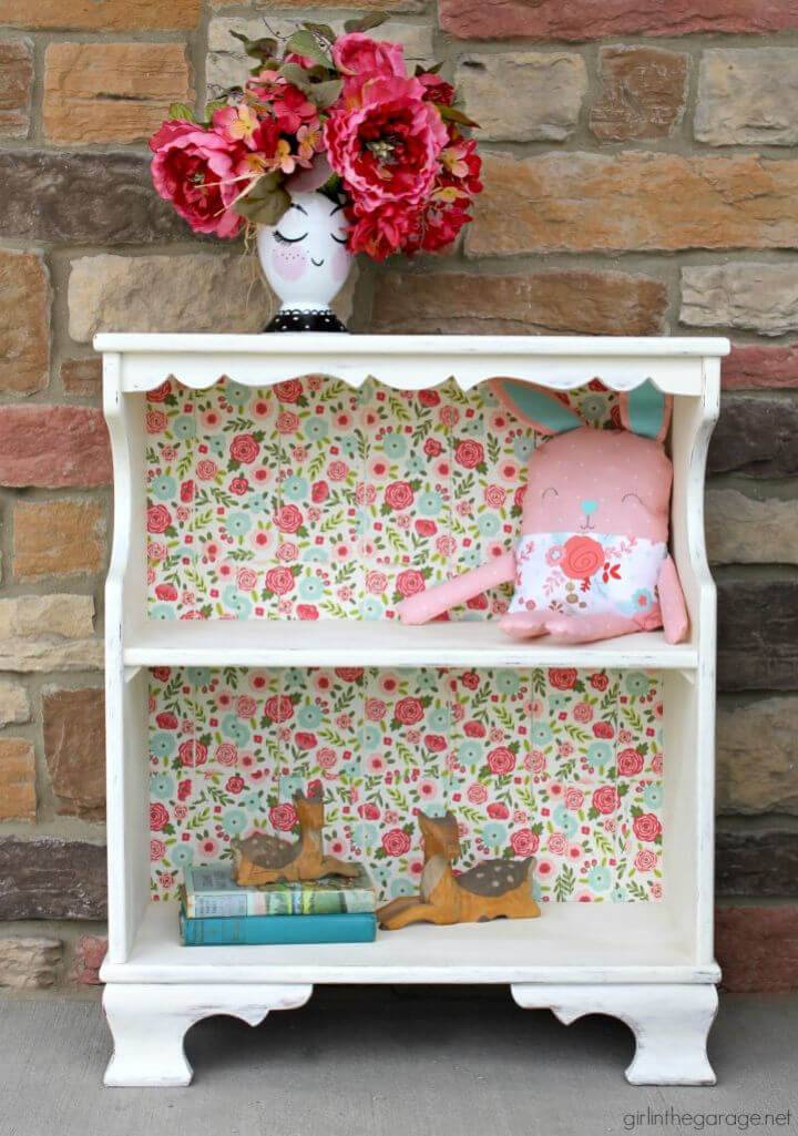 Easy Floral Decoupage Bookcase with Napkins