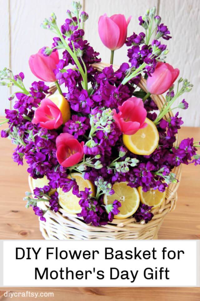 DIY Flower Basket DIY Flower Basket with Lemons for Mothers Day Gift