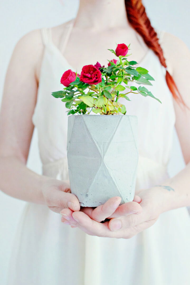 DIY Geometric Concrete Planter