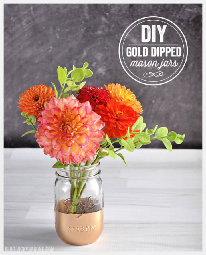 DIY Gold Dipped Mason Jars