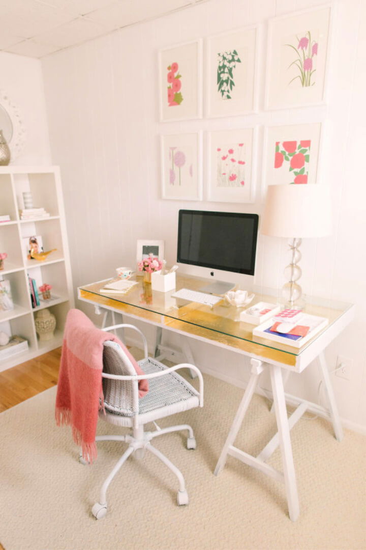 DIY Gold Leafed Ikea Desk Hack