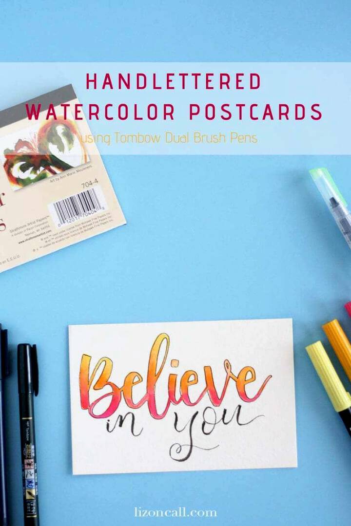 DIY Hand Lettered Watercolor Postcards