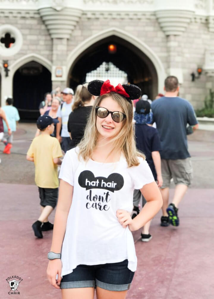 DIY Hat Hair Don’t Care Disney T Shirt