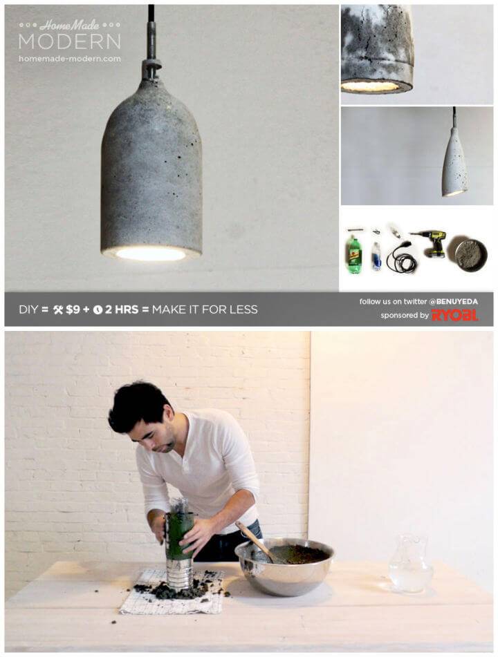 DIY Homemade Concrete Pendant Lamp