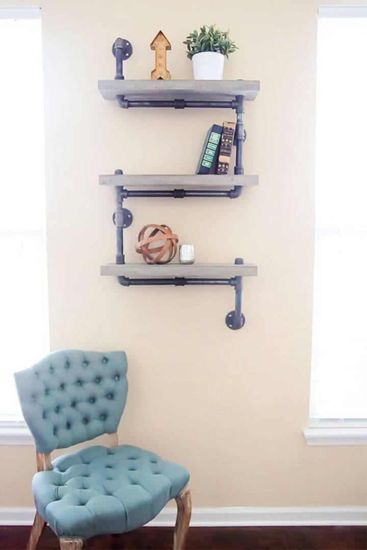 DIY Industrial Chic Concrete and Pipe Shelves