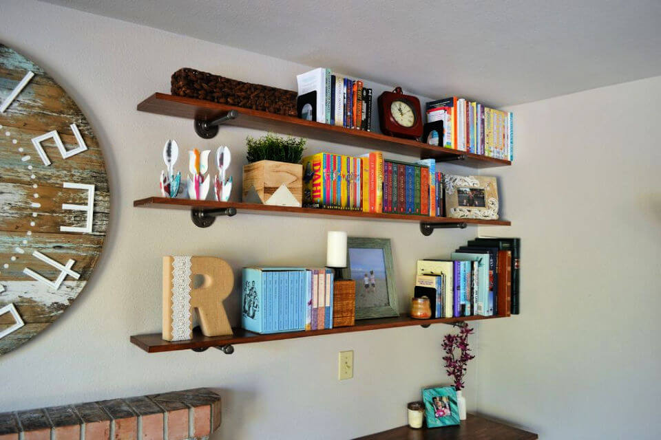 Simple Industrial Style Pipe Wall Shelves Idea