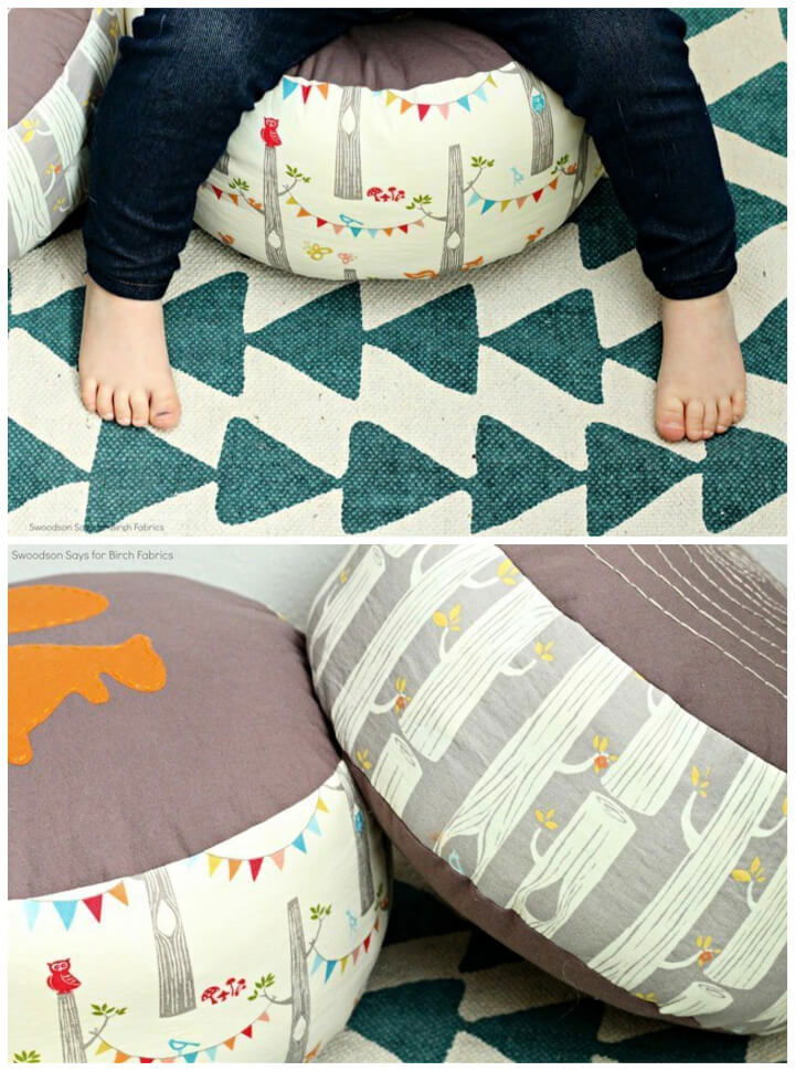 DIY Kids Pouf Log Slice Pillow