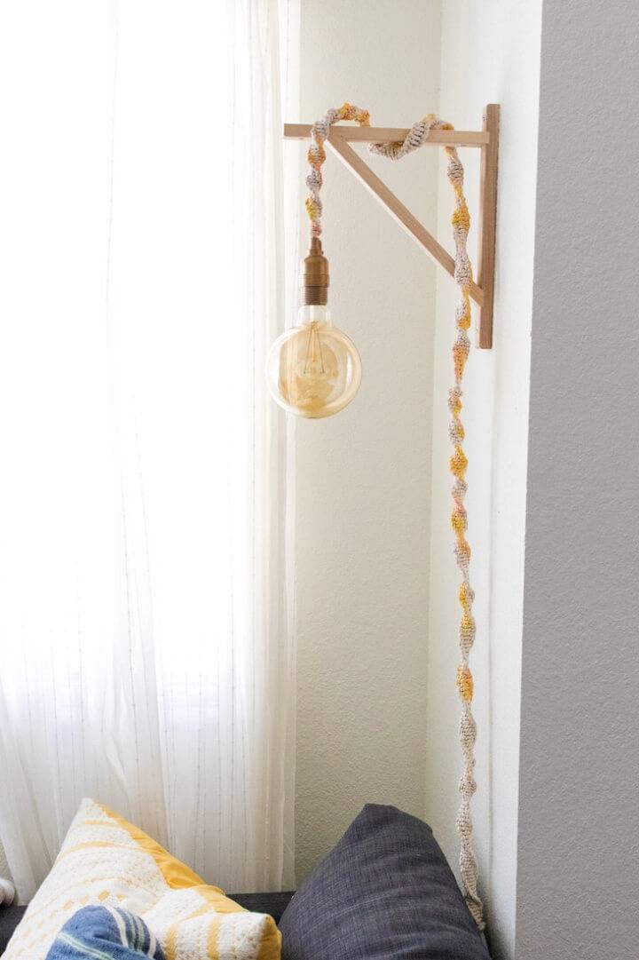 DIY Macrame Wrapped Wall Light Under an Hour