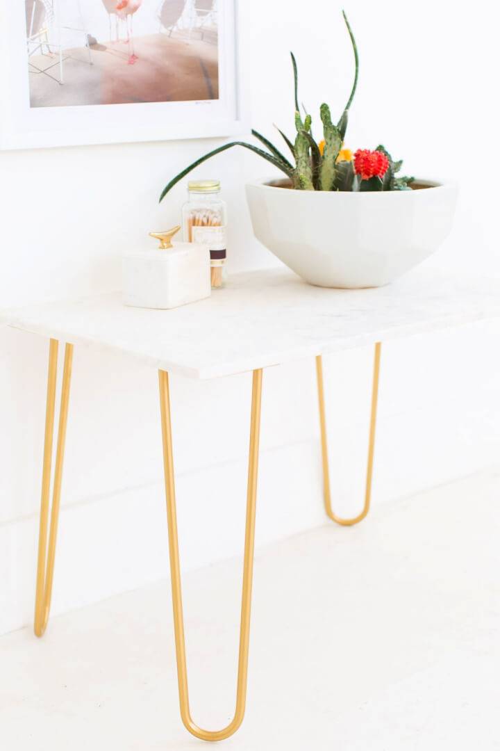 DIY Marble Table Top With Gold Accents