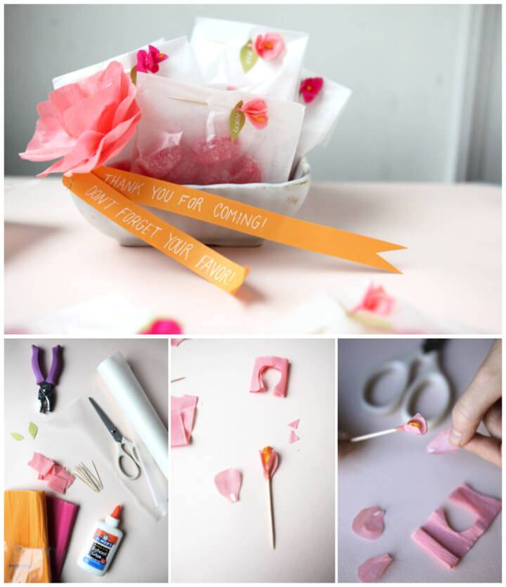 DIY Mini Crepe Paper Flower Favors