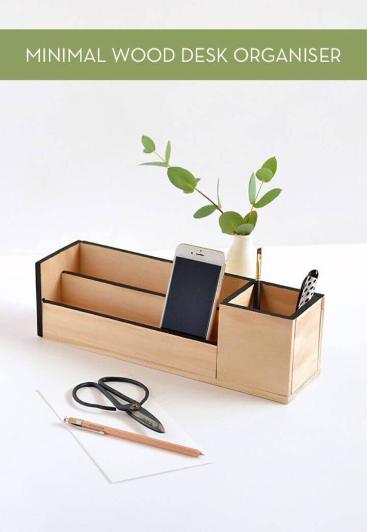 DIY Minimal Wood Office Desk Organizer
