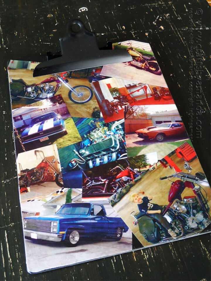 DIY Mod Podge Photo Collage Clipboard for Him