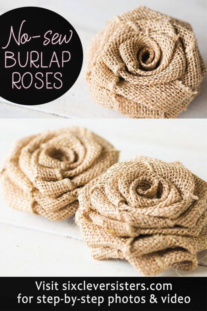 DIY No Sew Burlap Roses