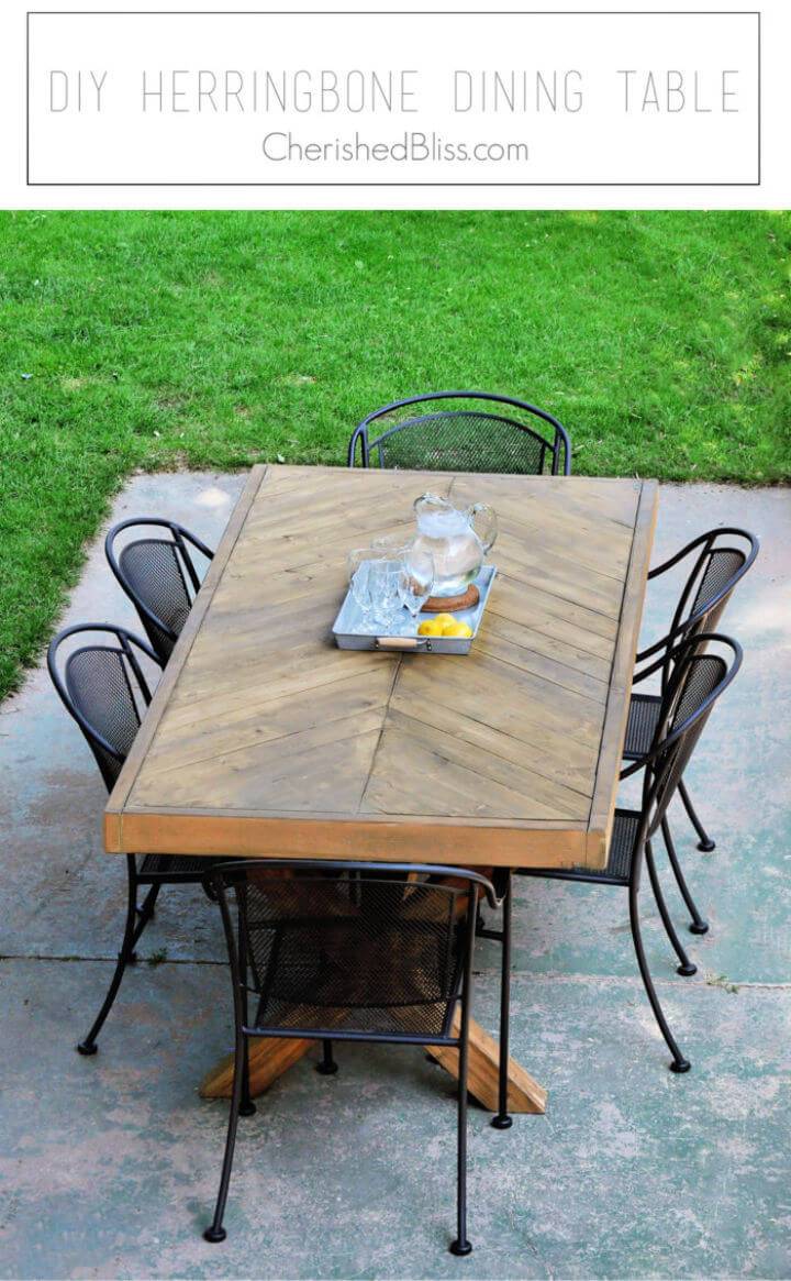 DIY Outdoor Herringbone Dining Table