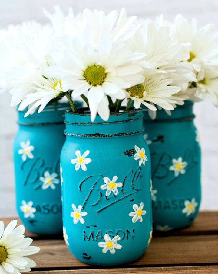 DIY Painted Daisy Mason Jars