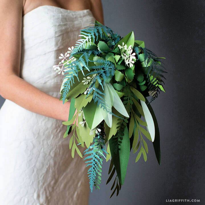 DIY Paper Greenery Wedding Bouquet