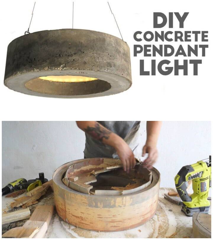 DIY Pendant Lamp Using Concrete and Plywood