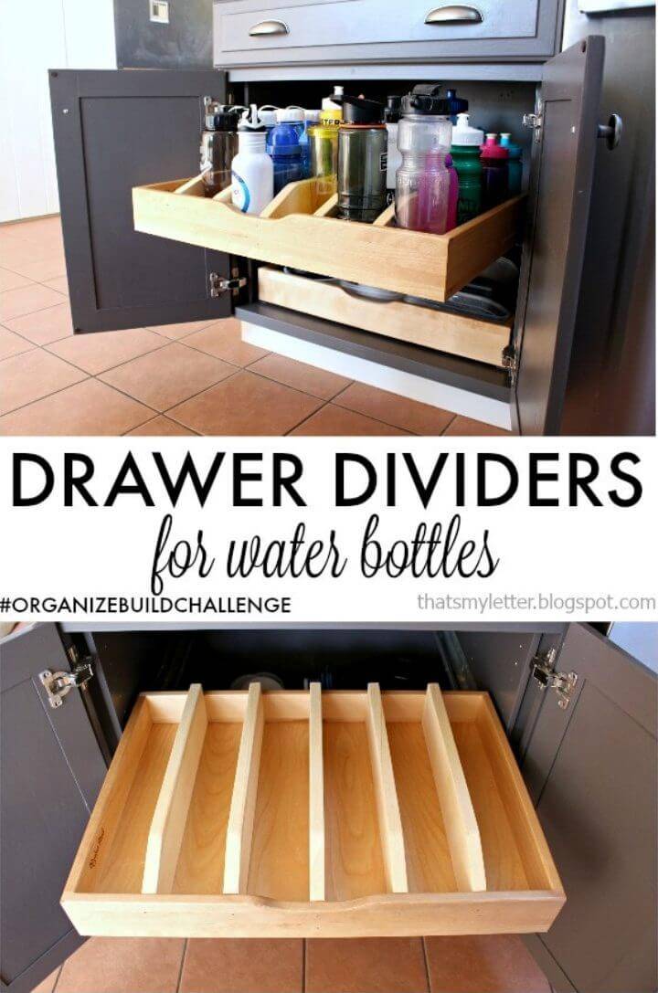 DIY Pull Out Drawer Dividers for Water Bottles