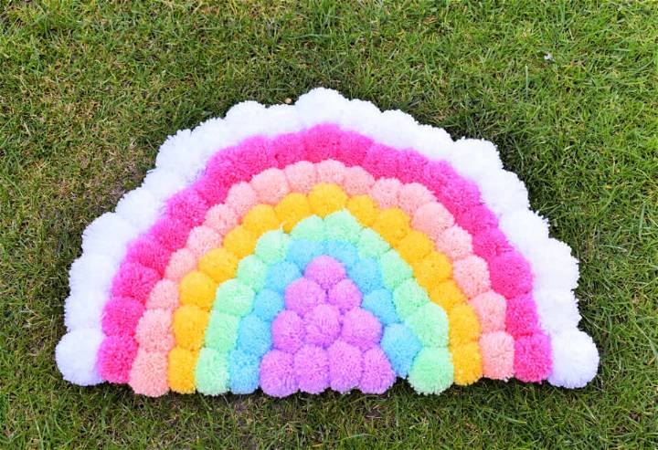 DIY Rainbow Pom Pom Rug