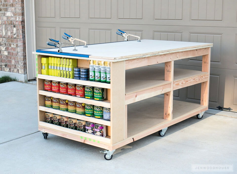 DIY Rolling Workbench With Shelves