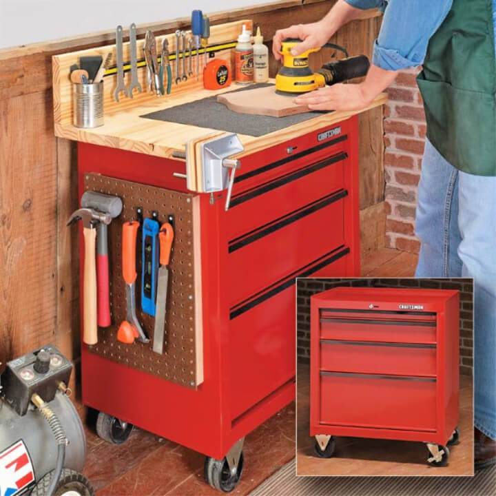 DIY Rolling Workbench with Cabinets