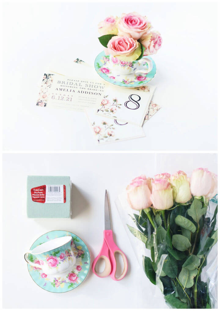 DIY Teacup Bridal Shower Bouquets