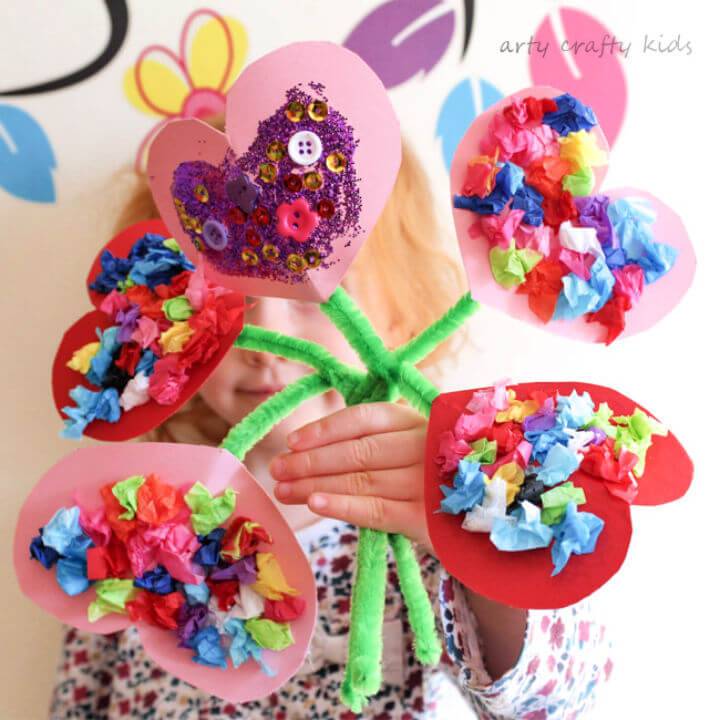 DIY Toddler Valentines Heart Bouquet