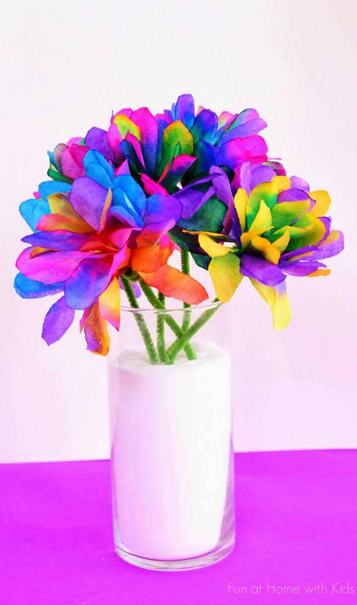 DIY Vibrantly Colored Coffee Filter Flowers