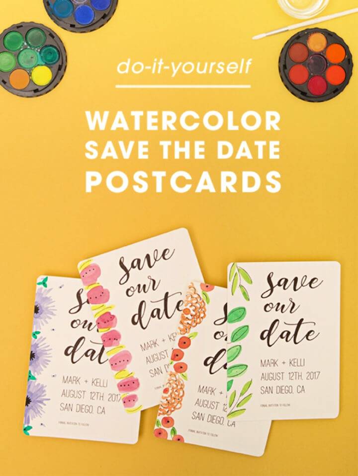 DIY Watercolor Save the Date Postcards