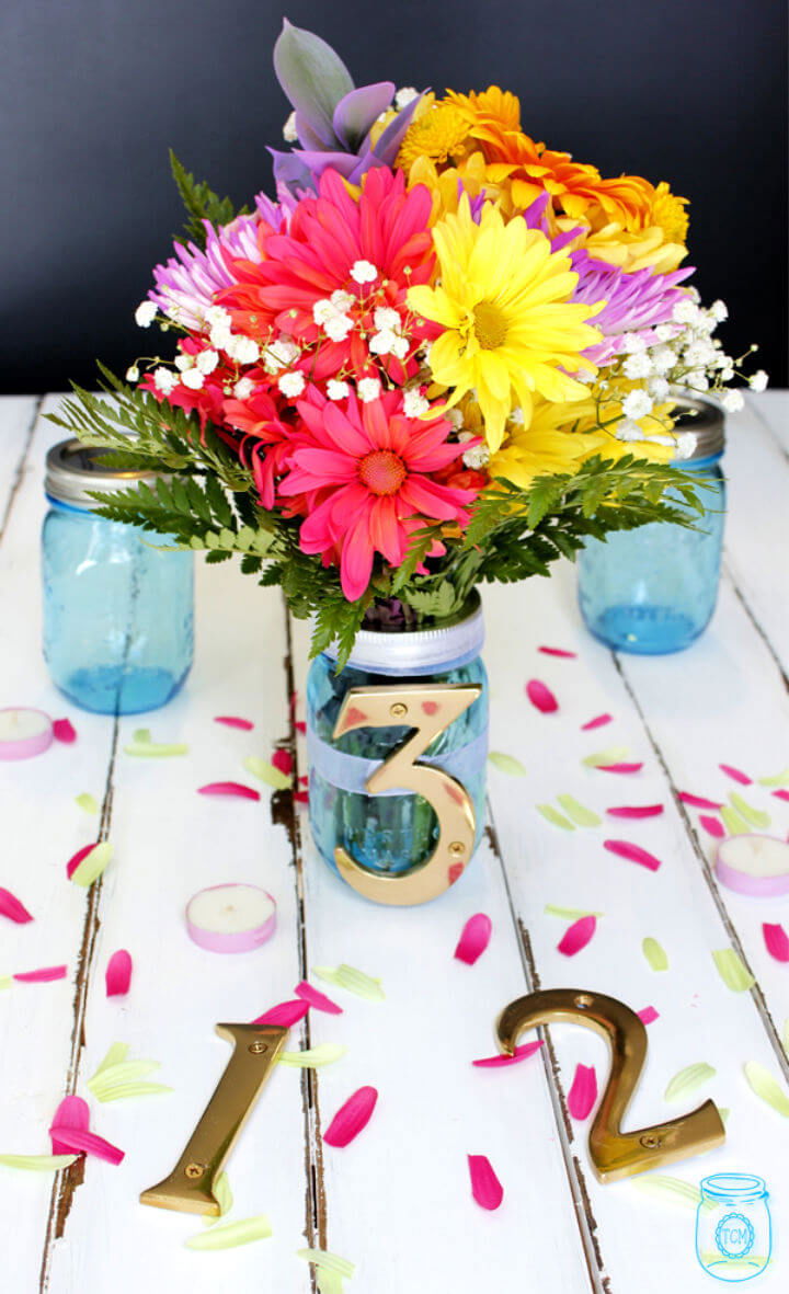 DIY Wedding Mason Jar Table Number