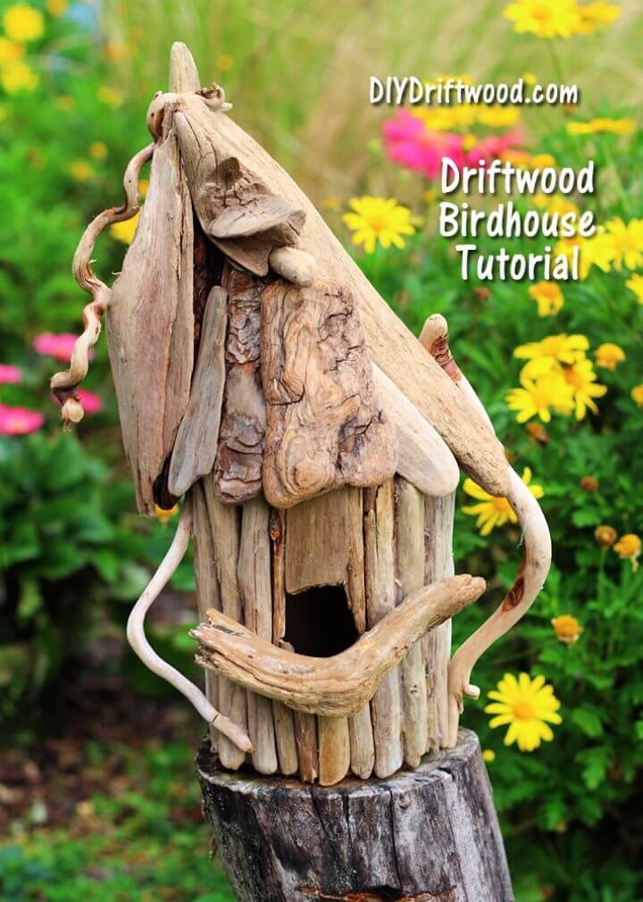 DIY Whimsical Driftwood Birdhouse
