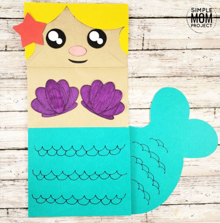 Easy DIY Paper Bag Mermaid Puppet