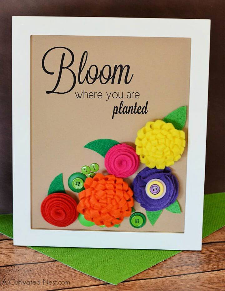 Easy to Make Framed Felt Flower Picture