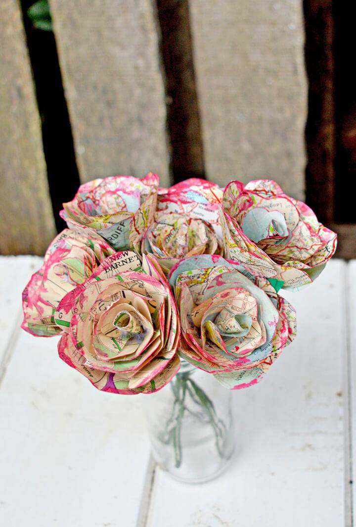 Easy to Make Map Paper Roses