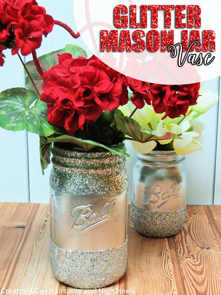 Fabulous DIY Glitter Mason Jar Vase