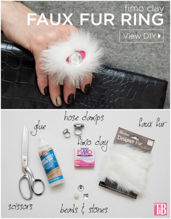 Faux Fur Fimo Clay Ring