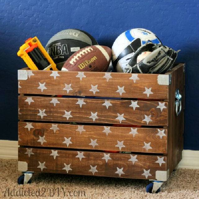 Homemade Industrial Wood Crate Toy Box