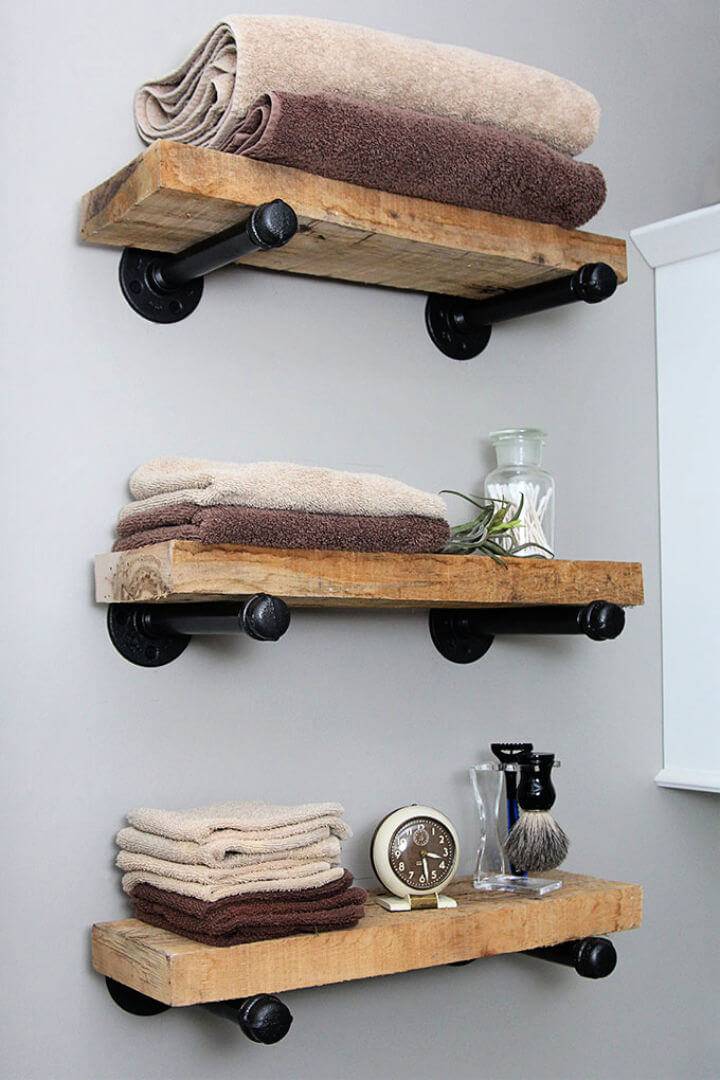 30 Diy Pipe Shelves Made With, Rustic Bookcase Ideas