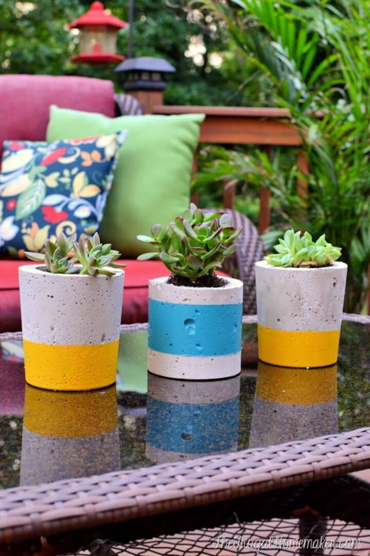How to Make Painted Concrete Planters